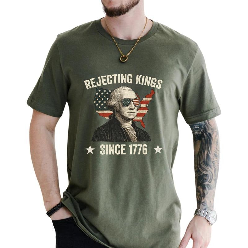 MAPTEES Rejecting Kings Since 1776 Graphic Tee, Resist T-shirt For Men, No Kings In America Shirt, Anti MAGA Men Tee,...