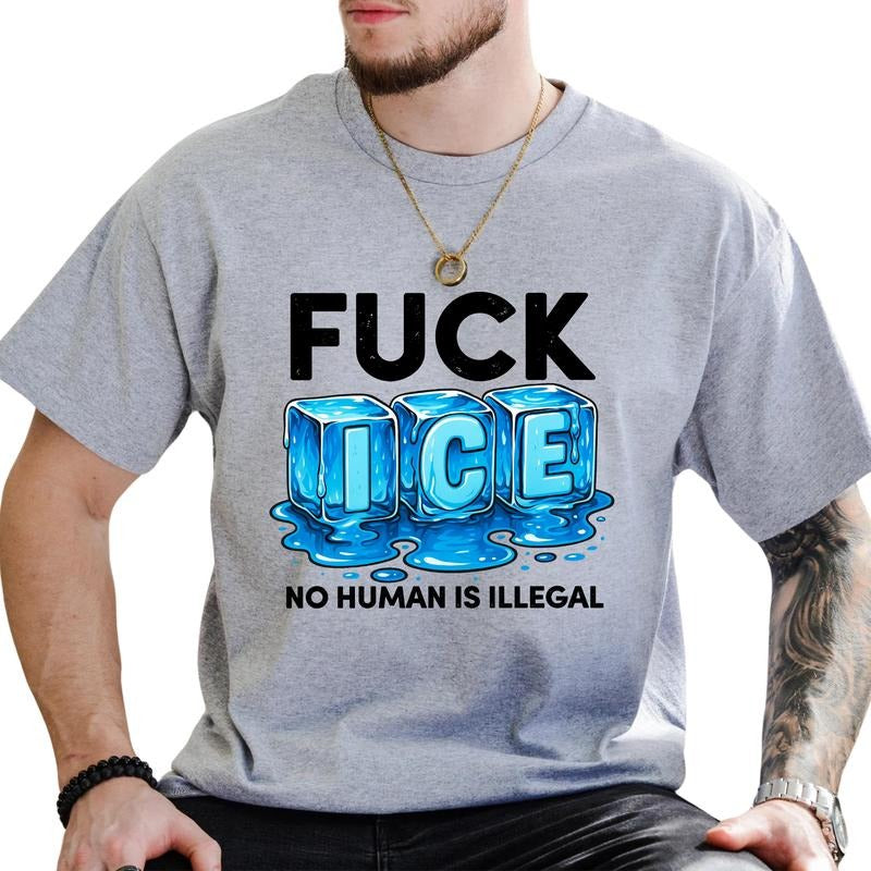 MAPTEES Sarcastic Abolish Ice Graphic Tee, No Human Is Illegal T-shirt For Men, Human Rights Shirt, Chinga La Migra Men...