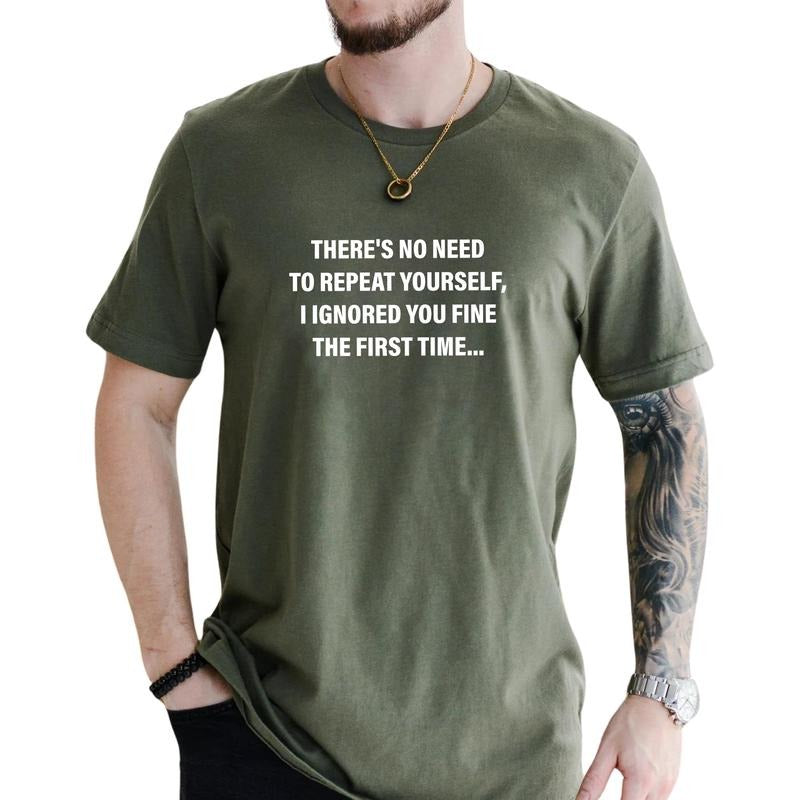 MAPTEES Sarcastic No Need to Repeat Yourself Graphic Tee, Funny Sarcastic T-shirt For Men, Snarky Humor Shirt, Introvert...