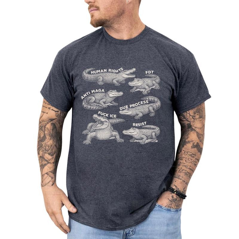 MAPTEES Say No To Alligator Auschwitz Graphic Tee, Subtle FDT T-shirt For Men, Alligator Resist Shirt, Abolish Ice Men...