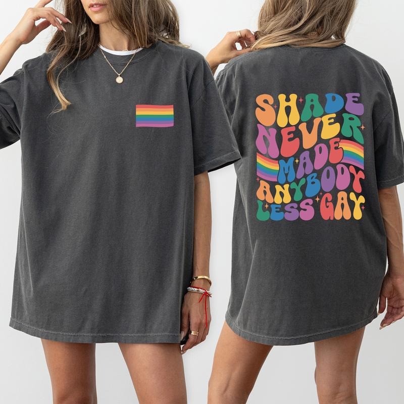 MAPTEES Shade Never Made Anybody Less Gay Comfort Colors Shirt, LGBT Flag T-shirt, Pride Month Graphic Tee, Protect Human...