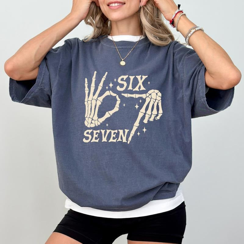 MAPTEES Six Seven Comfort Colors Shirt, Nonsensical Expression Meme Graphic Tee, Rap Gen Z T-shirt, Funny Six Seven...
