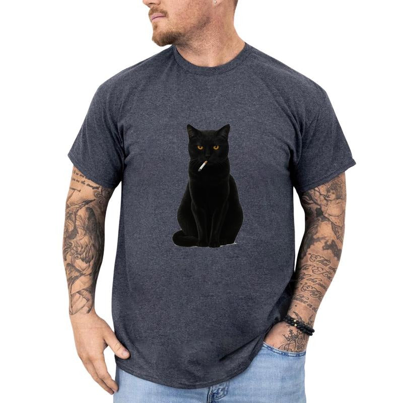 MAPTEES Smoking Cat Graphic Tee, Retro 90s Aesthetic T-shirt For Men, Meme Black Cat Shirt, Funny Cat Lovers Men Tee,...