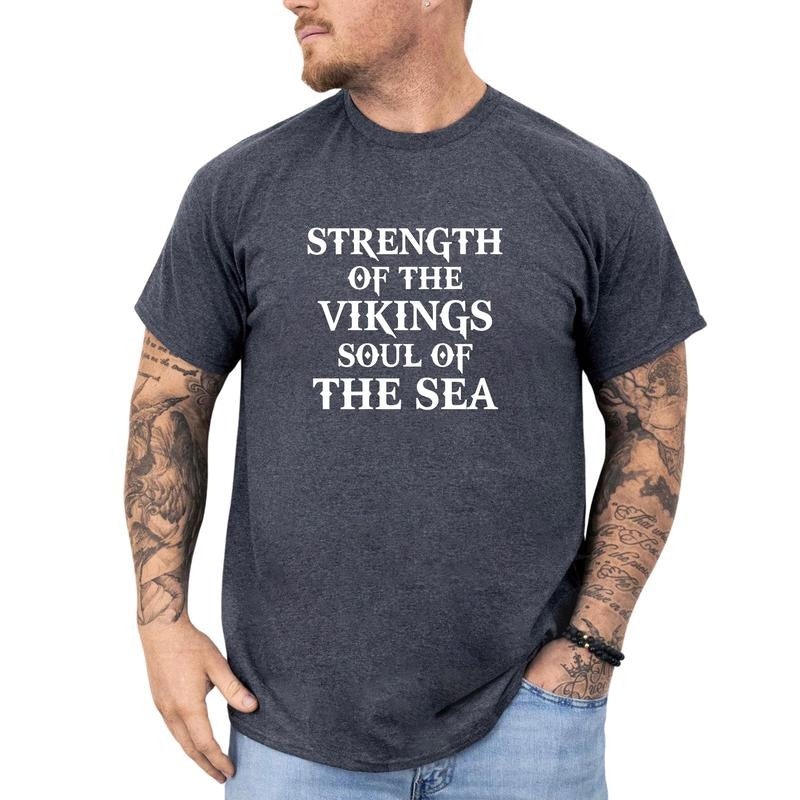MAPTEES Strength Of The Vikings Graphic Tee, Soul Of The Sea T-shirt For Men, Ancient Warrior Motivation Shirt, Viking...
