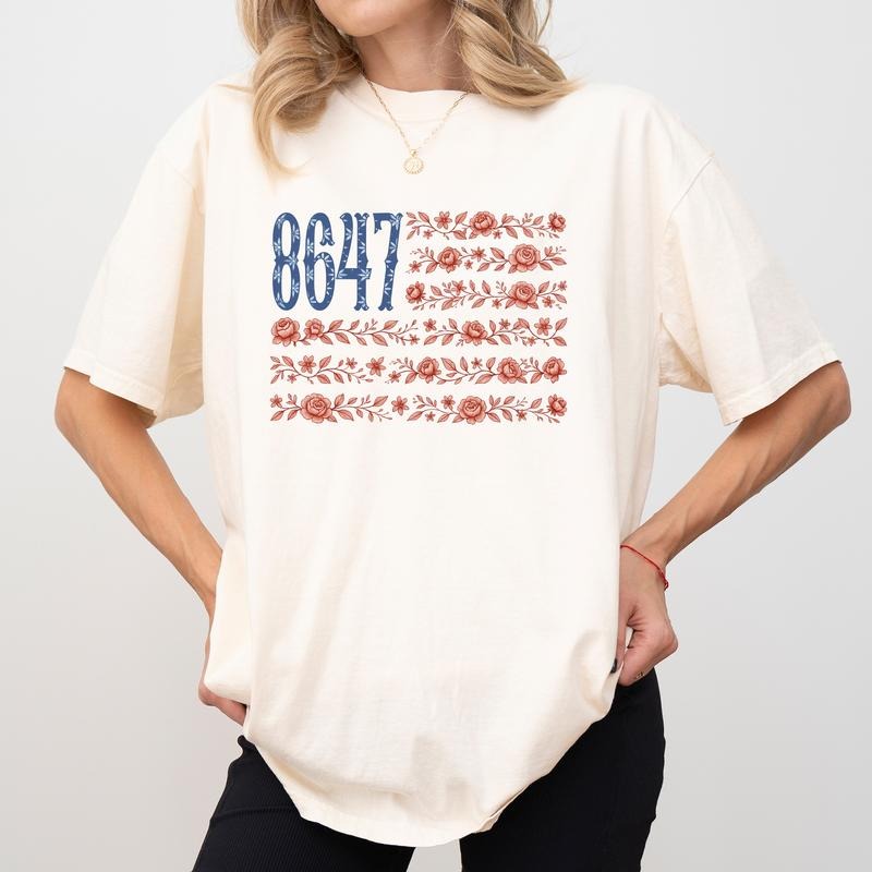MAPTEES Subtle 8647 Comfort Colors Shirt, 4th of July T-shirt, Sarcastic Wildflower Graphic Tee, Activist Feminist...