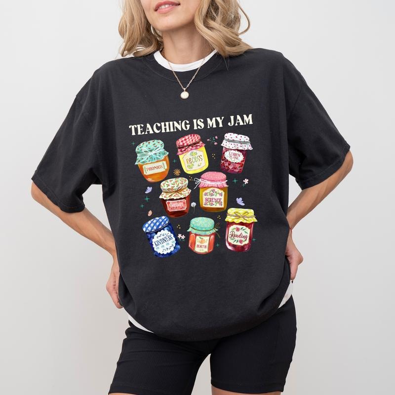 MAPTEES Teaching is My Jam Comfort Colors Shirt, Teacher Graphic Tee, Positive Vibes T-shirt, Inspirational Outfits,...