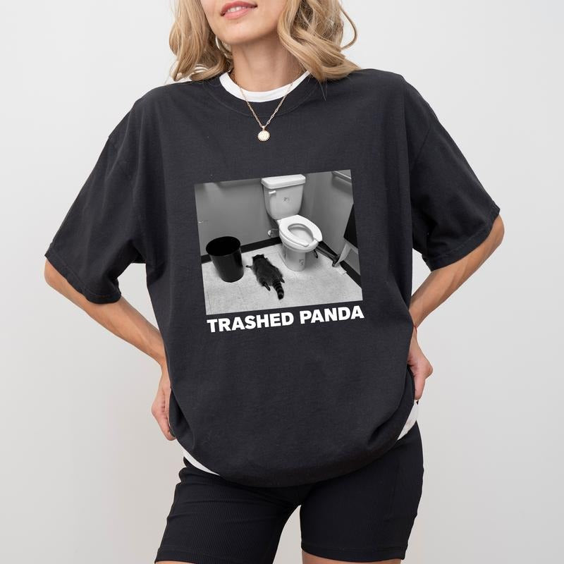 MAPTEES Trashed Panda Unisex Comfort Colors Shirt, Funny Drunk Raccoon Graphic Tee, Trash Panda Humor T-shirt, Cute...