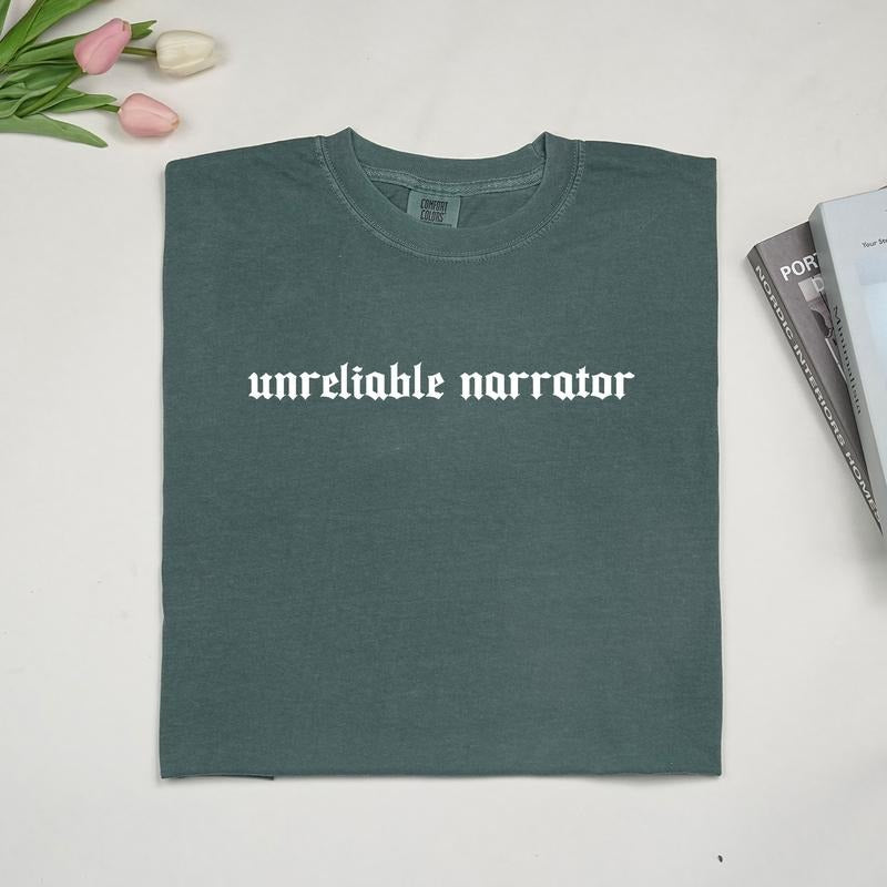 MAPTEES Unreliable Narrator Comfort Colors Shirt, Gothic Literary Graphic Tee, Bookish Gifts T-shirt, Light Academia...