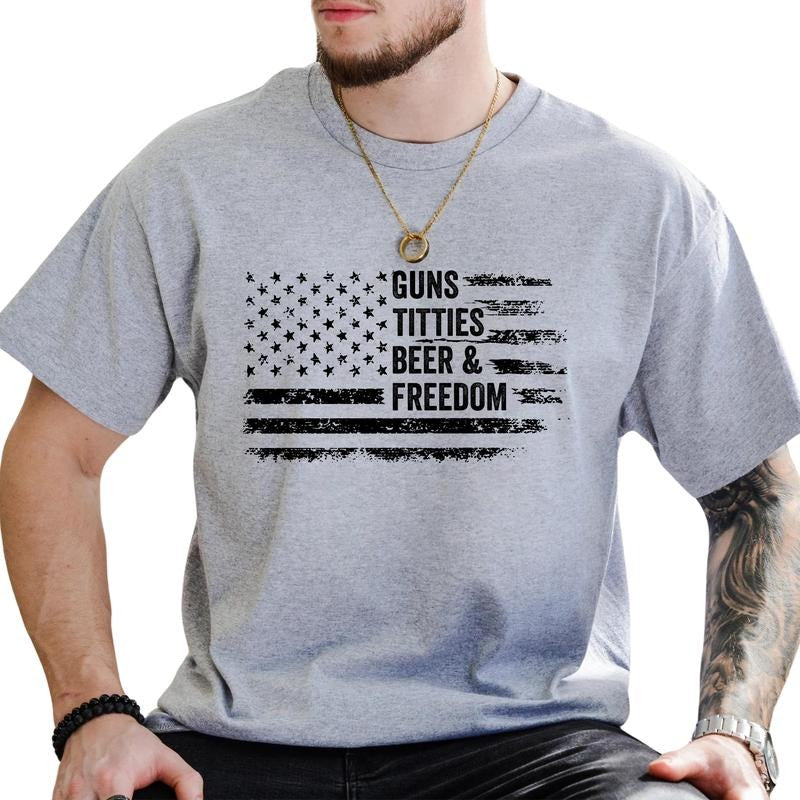 MAPTEES Vintage American Flag Graphic Tee, Funny Adult T-shirt For Men, Adult Humor Shirt, Dark Humor Men Tee, Funny Gift...