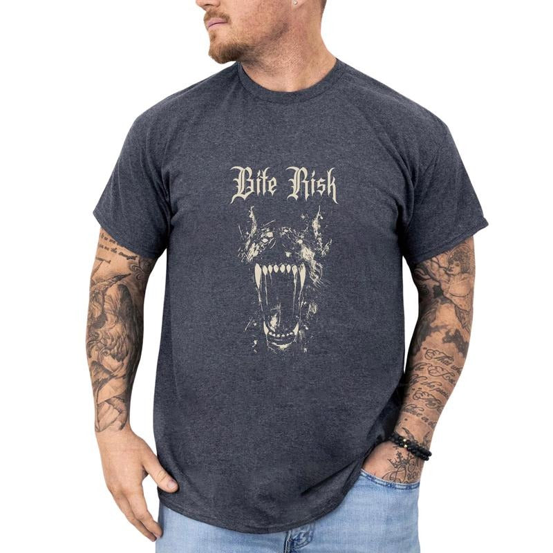MAPTEES Vintage Bite Risk Graphic Tee, Edgy Barking Dog T-shirt For Men, Weirdcore Shirt, Retro Dog Barking Streetwear...