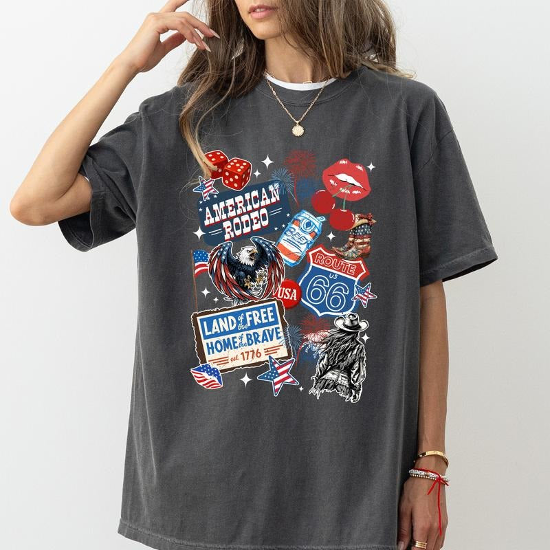 MAPTEES Western 4th Of July Comfort Colors Shirt, Independence Day T-shirt, American Flag Graphic Tee, Patriotic...