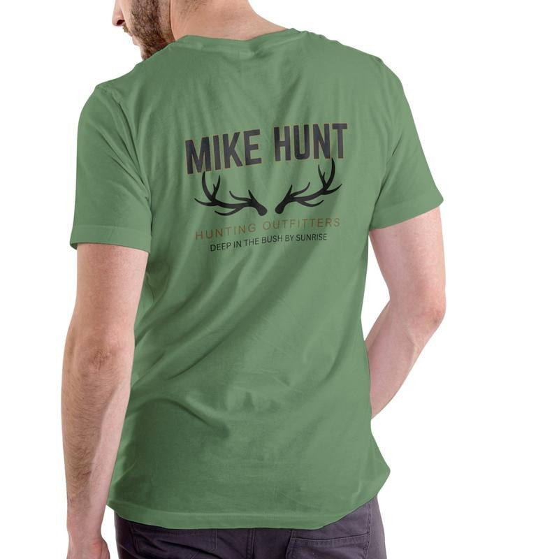 MIKE HUNT HUNTING OUTFITTERS Funny name T Shirt, Unisex Cotton Hoodie, Sweatshirt | PodTeesHub.com
