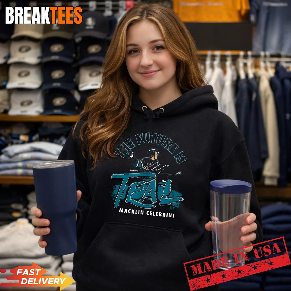 Macklin Celebrini The Future is Teal San Jose Hockey Shirt