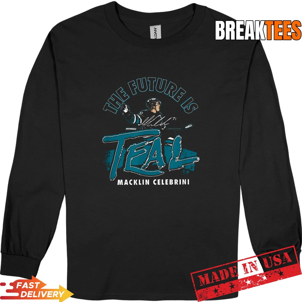 Macklin Celebrini The Future is Teal San Jose Hockey Shirt