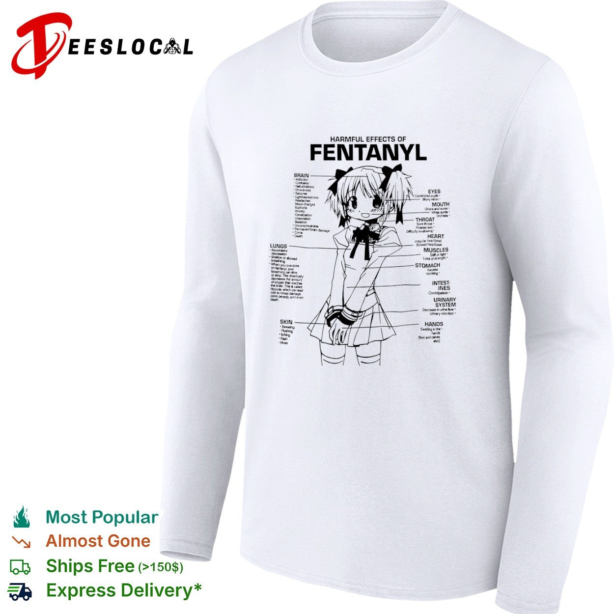 Madoka Kaname Harmful Effects of Fentanyl Anatomy Educational Anime shirt