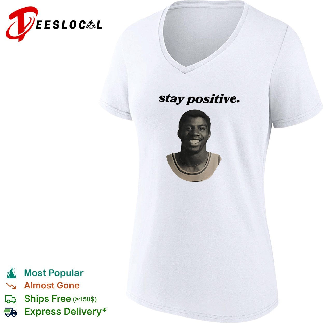 Magic Johnson Los Angeles Lakers stay positive portrait shirt