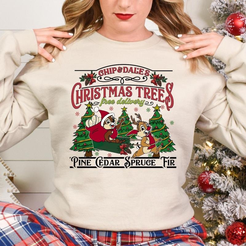 Magic Kingdom Couples Chip n Dale Double Trouble Christmas Sweatshirt, Chip and Dale Sweatshirt, Chip N Dale Christmas...