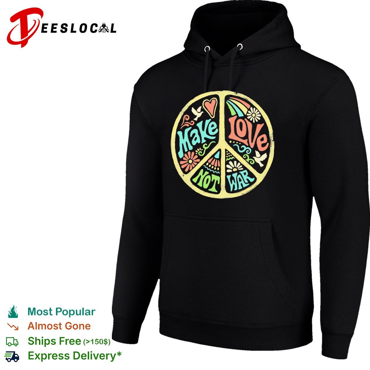 Make Love Not War Peace Sign Floral Rainbow Dove Retro Inspired shirt