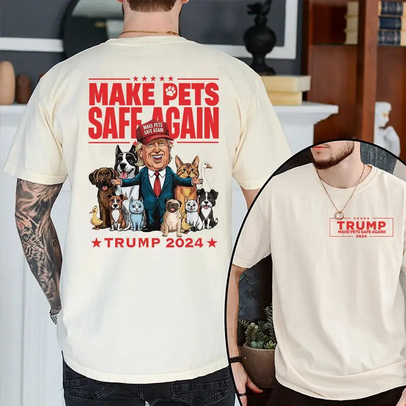 Make PETS Safe Again Shirt, Trumpp Supporter shirt, Trump 2024 Ear Tee Hoodie, Sweatshirt | PodTeesHub.com