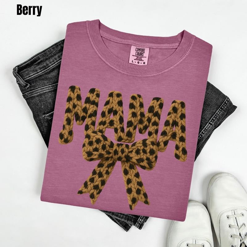Mama Cheetah Fake Crochet Comfort Colors T-Shirt 'BFNLB' Hoodie, Sweatshirt | PodTeesHub.com