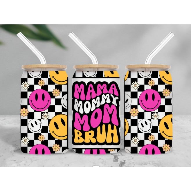 Mama Mommy Mom Bruh 16 oz Frosted Glass T-Shirts, Hoodie, Sweatshirt | PodTeesHub.com