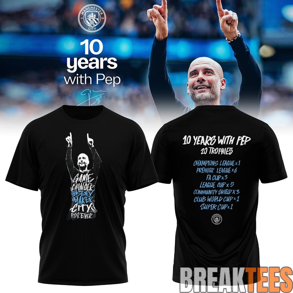 Manchester City Thank you Pep ’10 Years with Pep’ Shirt