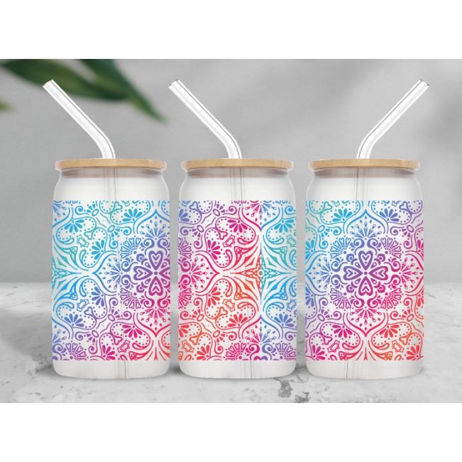 Mandala 16 oz Frosted Glass T-Shirts, Hoodie, Sweatshirt | PodTeesHub.com