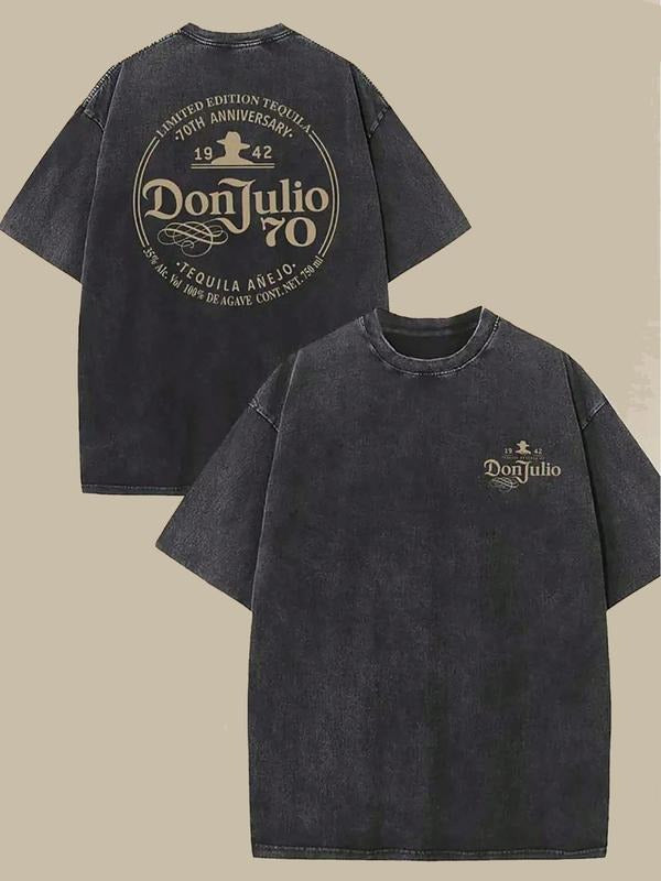 Manfinity EMRG Men Casual Letter Graphic Printed Round Neck Summer Short Sleeve T-Shirt, For Friends Hoodie, Sweatshirt