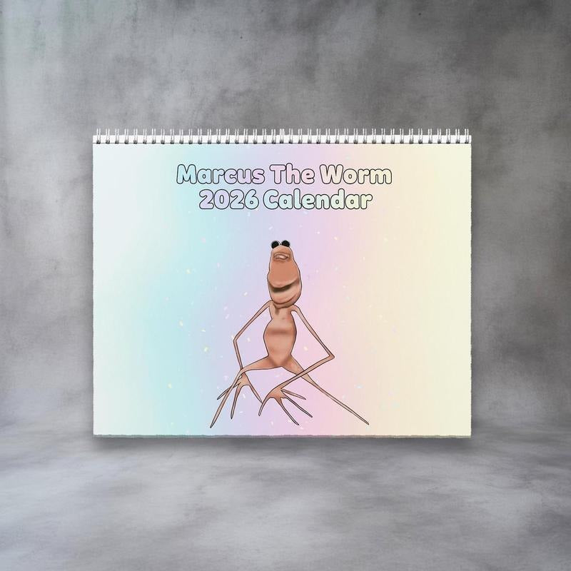 Marcus the Worm 2026 Wall Calendar, Funny 2026 Memes Calendar, VR Chat Meme, Funny Holiday Planner, Marcus Calendar, Gag...