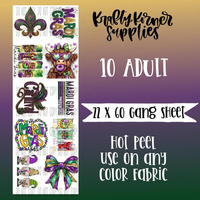 Mardi Gras DTF Transfer Gang Sheet, 22 x 60 T-Shirts, Hoodie, Sweatshirt | PodTeesHub.com