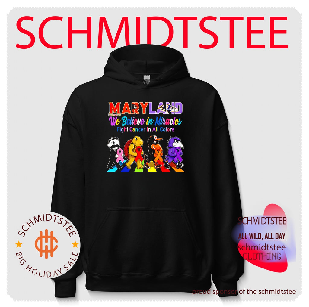 Maryland Sports We believe in Miracles fight cancer on all color abbey road shirt