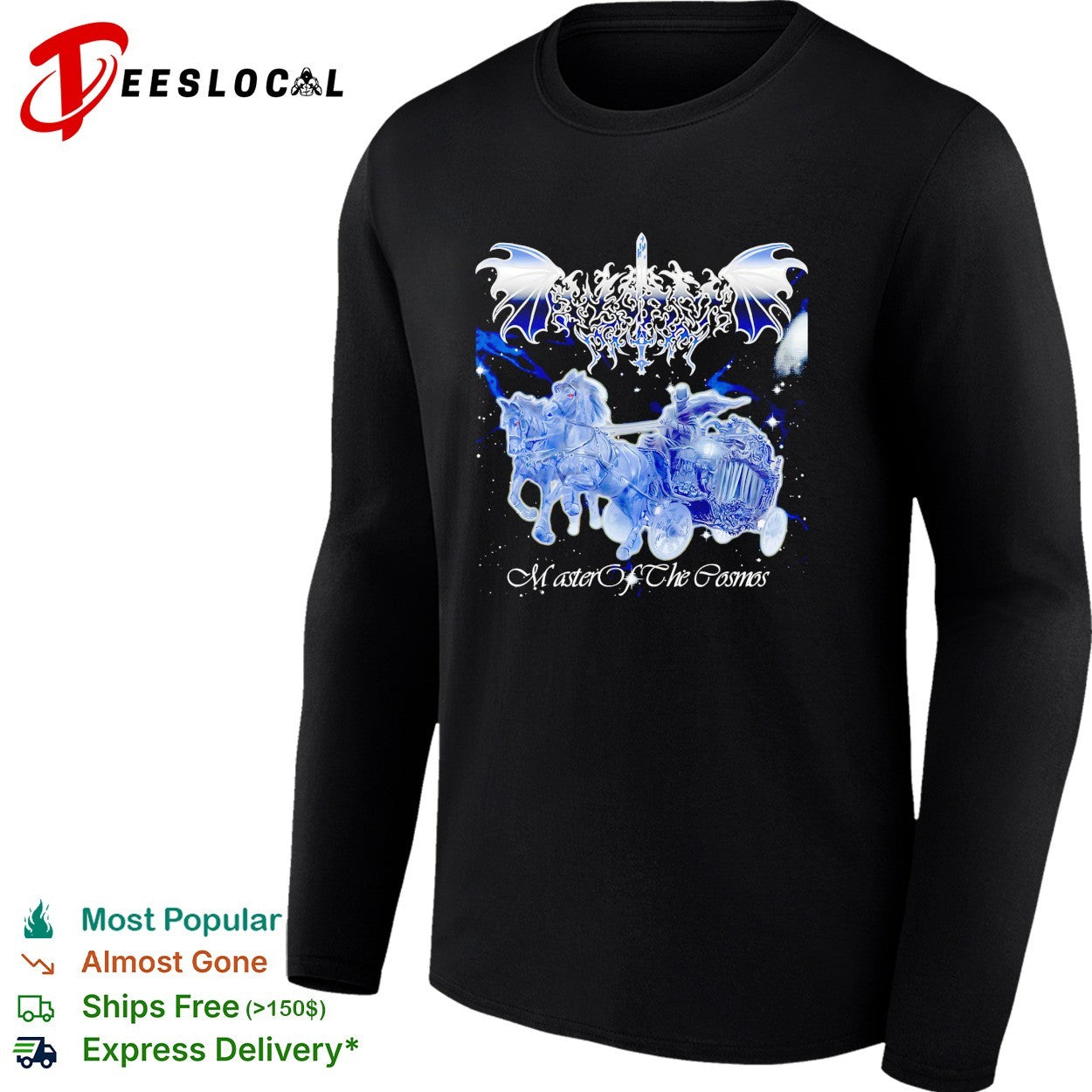 Master of the cosmos ghost chariot horse bat wings metal band shirt