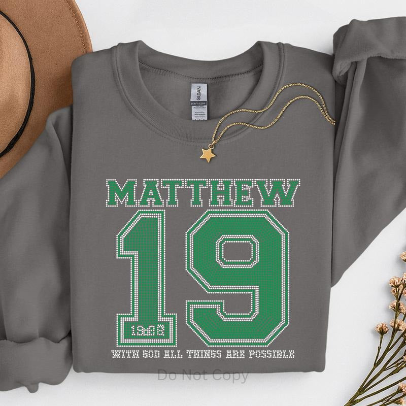 Matthew 19 Rhinestone Transfer T-Shirts, Hoodie, Sweatshirt | PodTeesHub.com