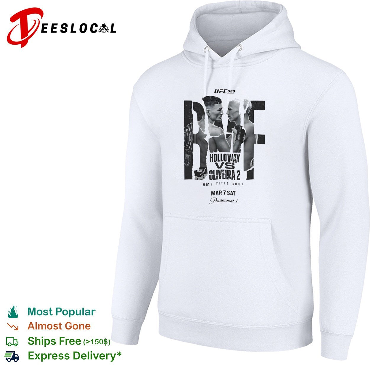 Max Holloway Charles Oliveira UFC 326 BMF Title Bout Mar 7 Sat Paramount Plus shirt