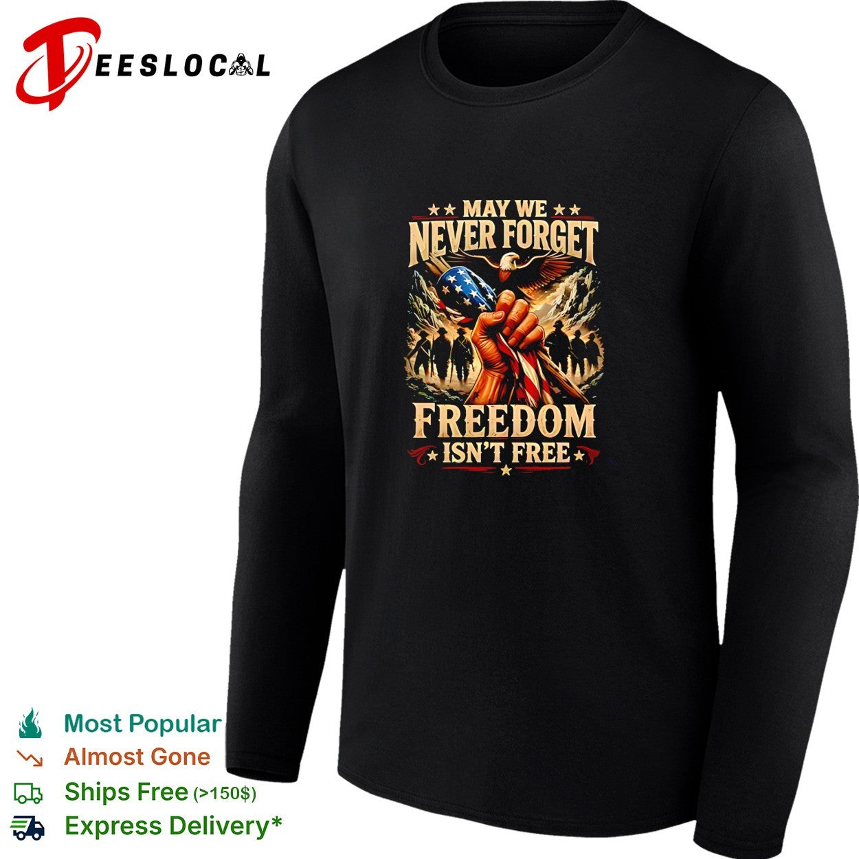 May We Never Forget Freedom Is Never Free Patriotic Veteran pride shirt