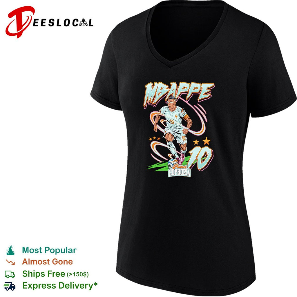 Mbappe France number 10 dribbling Planet Euphoria football shirt