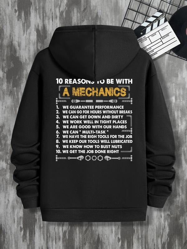Mechanics Hoodie with Pop Art Design, Fitted Style for Spring & Fall, Ideal Gift for Car Enthusiasts, Trendy Casual Wear...