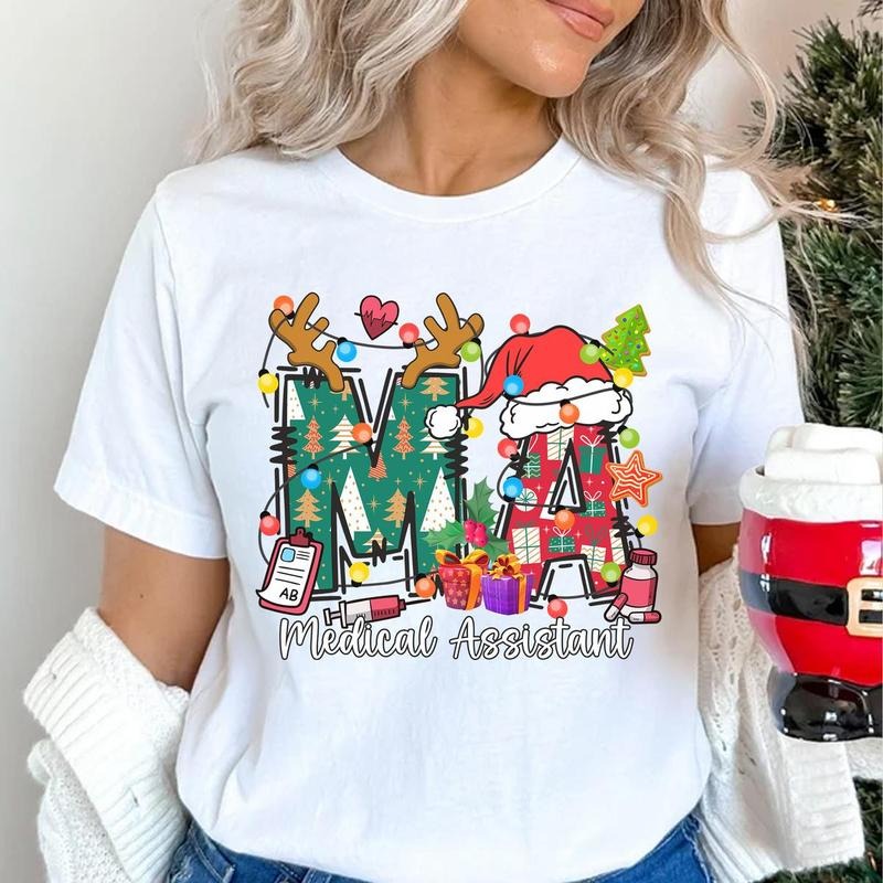 Medical Assistants Christmas T-shirt, Christmas MA T-Shirt, Holiday CMA Tee, Christmas Gift for Medical Assistant,...