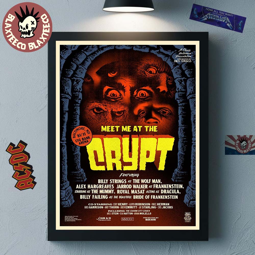 Meet Me At The Crypt 2025 Halloween Lineup Poster In Baltimore Maryland At CFG Bank Arena On October 31 2025 Art By Logan Fox Poster Canvas