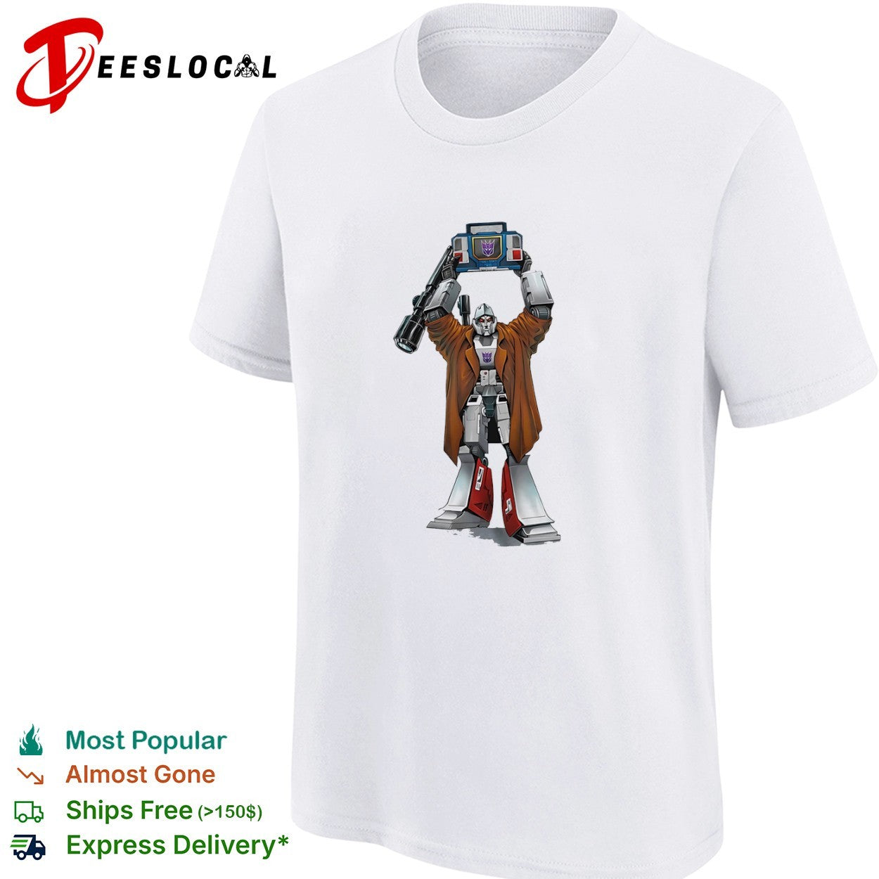 Megatron holding Soundwave Transformers 80s shirt
