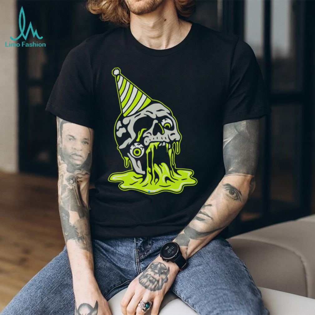 Melting Skull Party Hat Neon Slime Alternative Art T Shirt