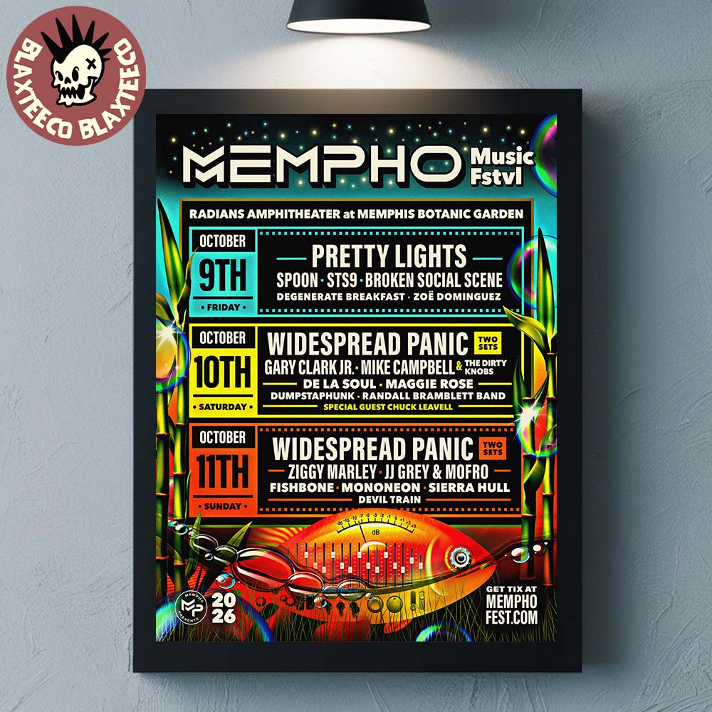 Mempho Music Festival 2026 Full Lineup In Memphis Tennessee at the Radians Amphitheater at Memphis Botanic Garden From October 9 To 11 2026 Poster Canvas