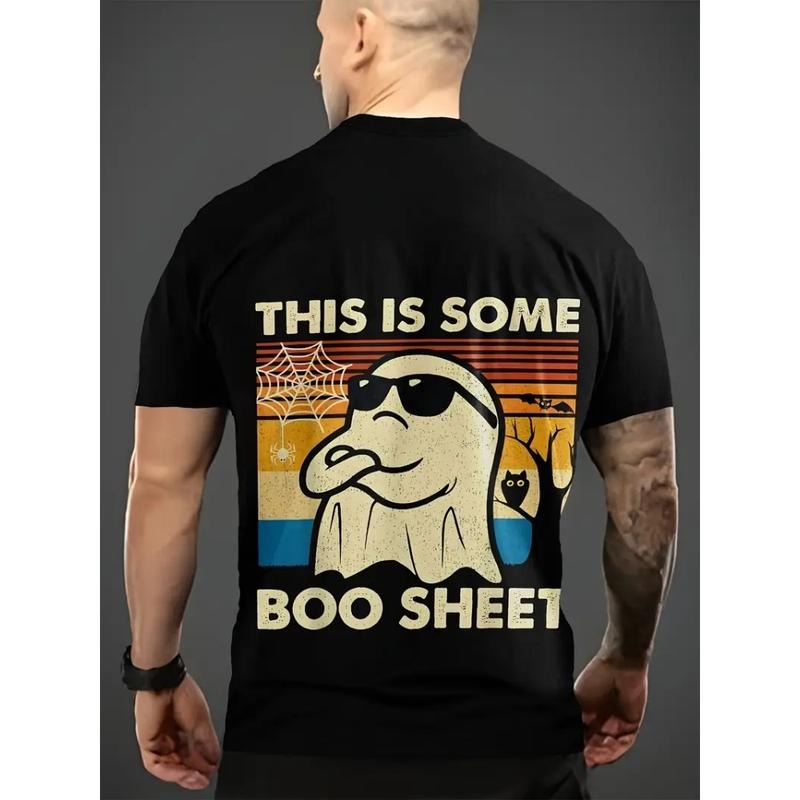 Men'S Funny Graphic T-Shirt - "This Is Some Boo Sheet" Halloween Party Shirt with Cartoon Ghosts