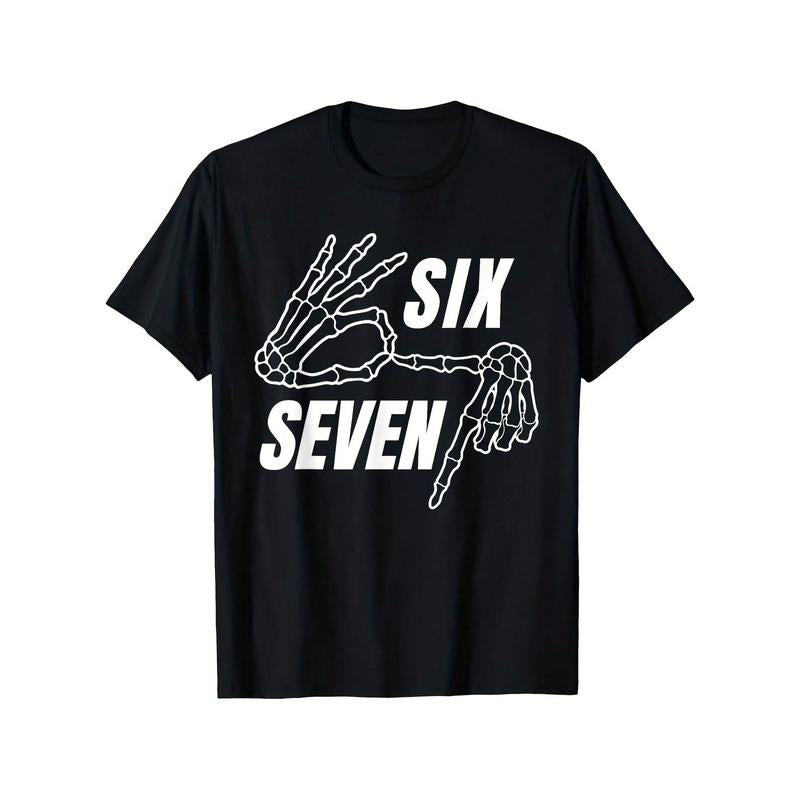 Men'S Funny Six Seven Meme T-Shirt - Let'S Get Sendy Skeleton Hands & Number 67 Graphic, 100% Regular Fit Crew Neck...