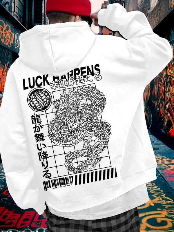 Men Women Long Sleeve Hooded Sweatshirt, Casual Loose Fit Letter Print Design, Fall & Winter Daily Wear, Unisex Fashion...