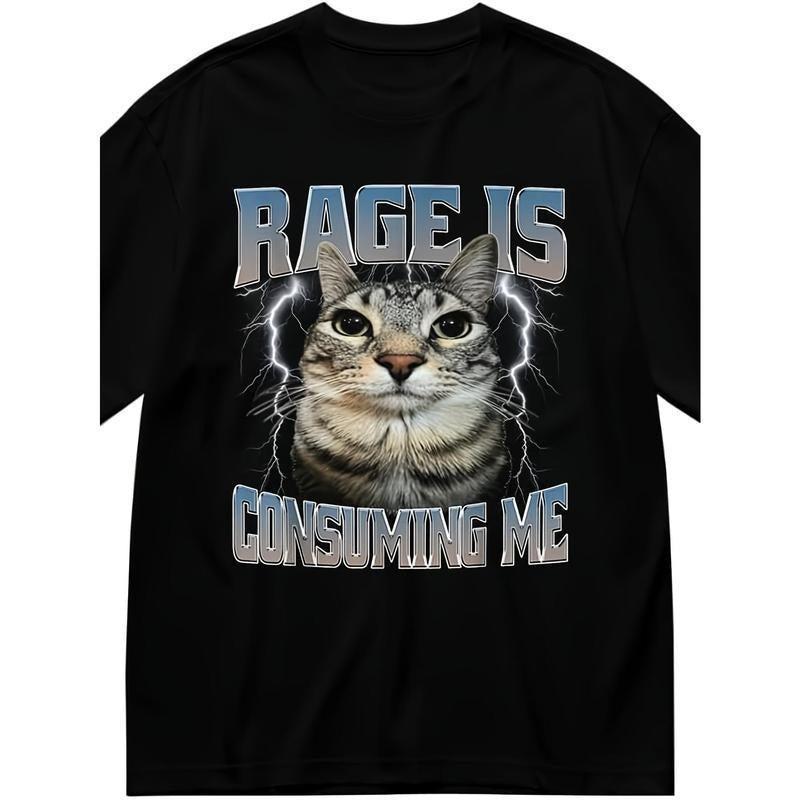 Men's "Rage is Consuming Me" Funny Cat Meme Graphic T-Shirt