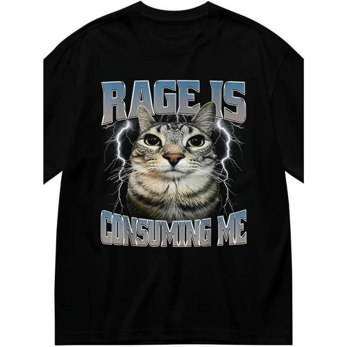Men's "Rage is Consuming Me" Funny Cat Meme Graphic T-Shirt