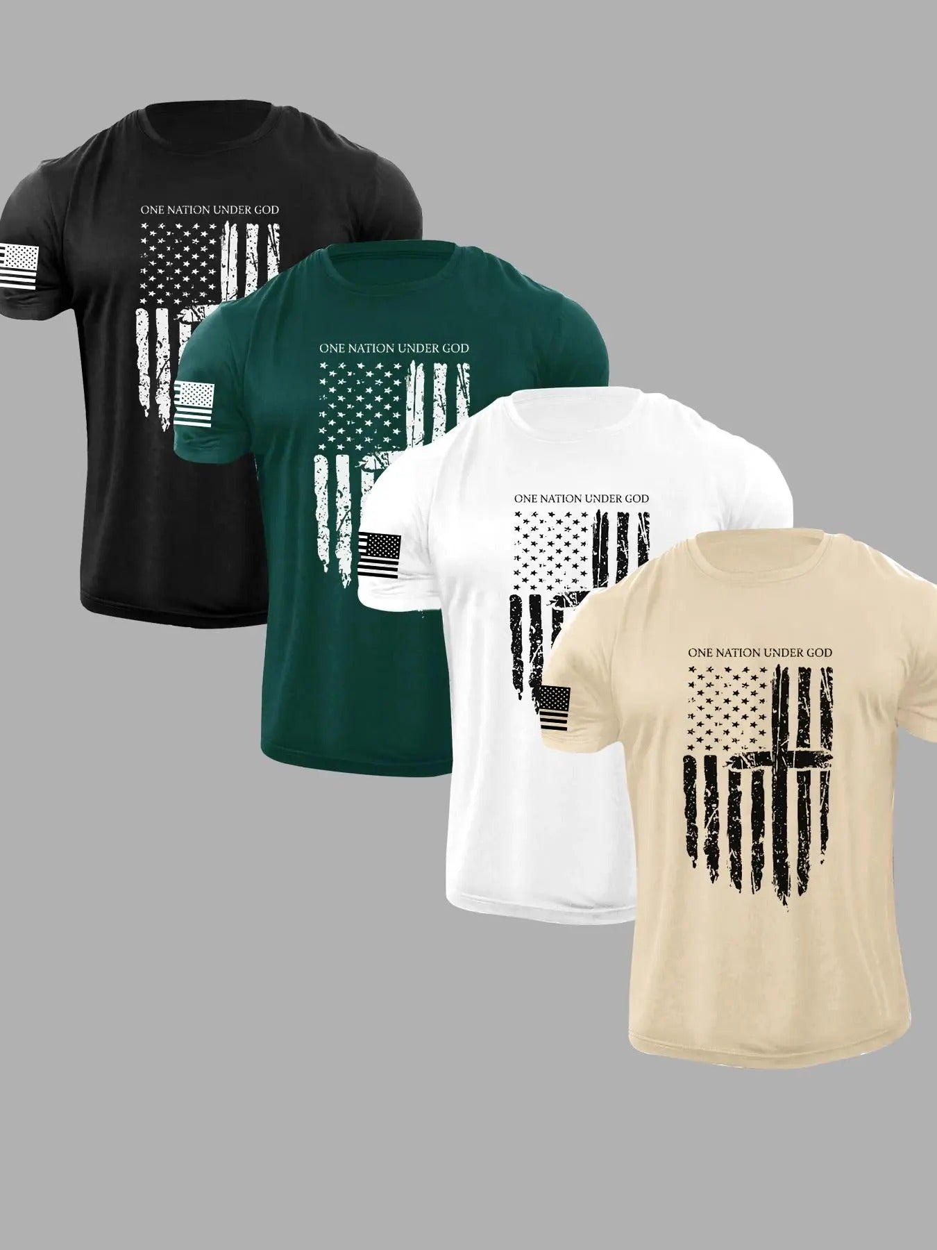 Men's American Flag & Letter Print Tee, Regular Fit Casual Short Sleeve T-shirt for Summer, Men's Top for Daily Wear,...