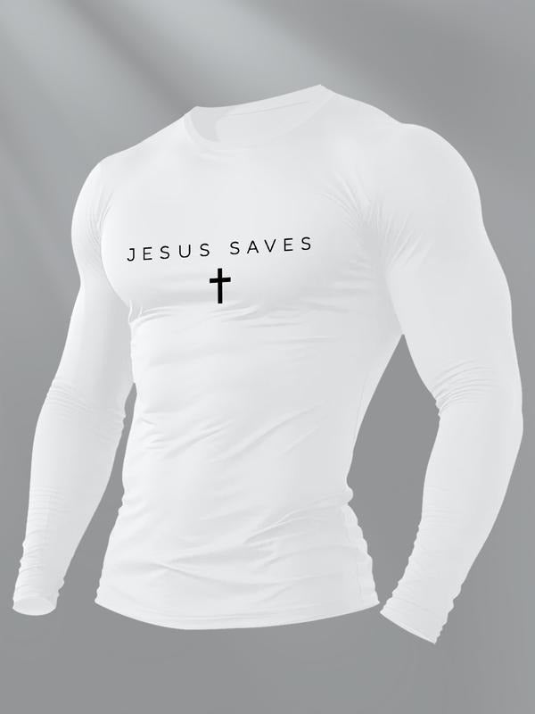 Men's American Flag Print Round Neck Long Sleeve Tee, Regular Fit Casual Crew Neck T-shirt for Spring & Fall, Fashion...