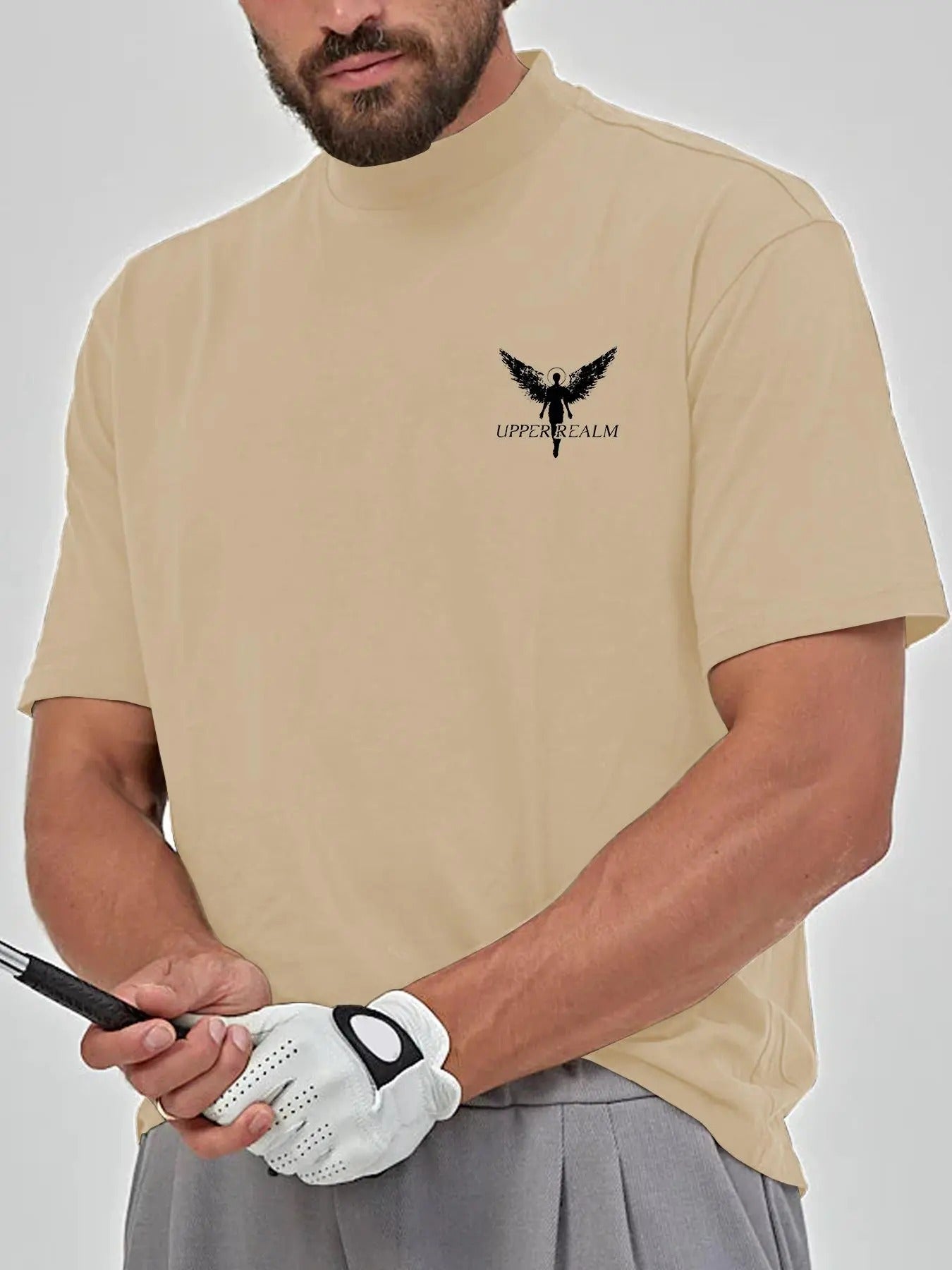 Men's Angel & Letter Print Short Sleeve Tee, Regular Fit Casual Fashion T-shirt for Daily Wear, Men's Clothes for All...